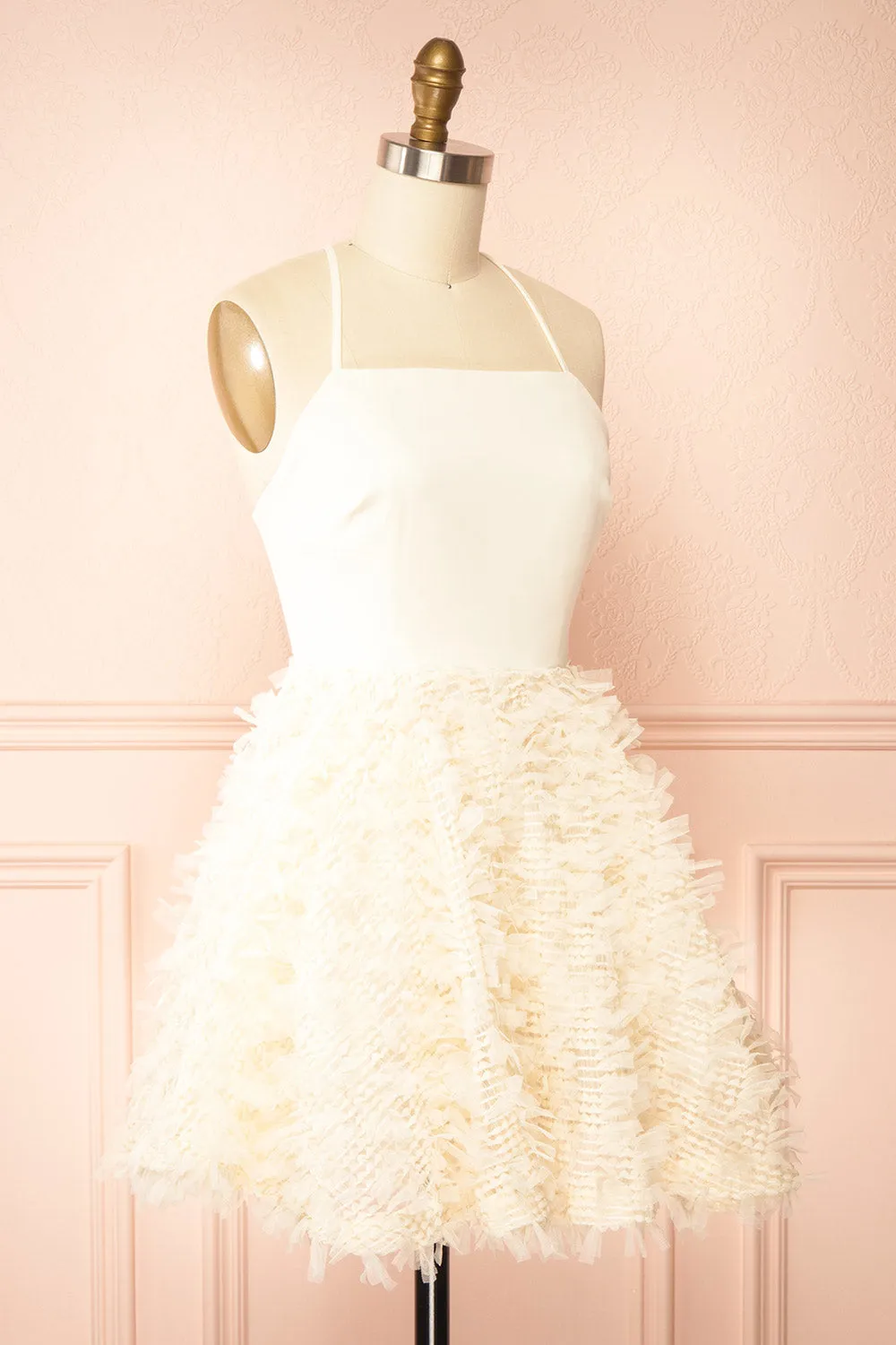 Adonia | Short ivory Dress w/ Open Corset Back