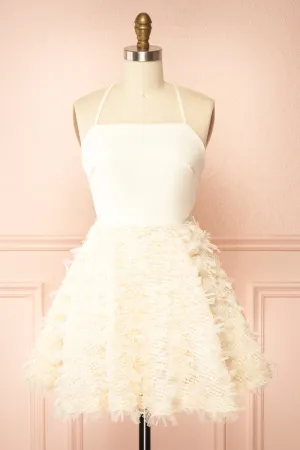 Adonia | Short ivory Dress w/ Open Corset Back