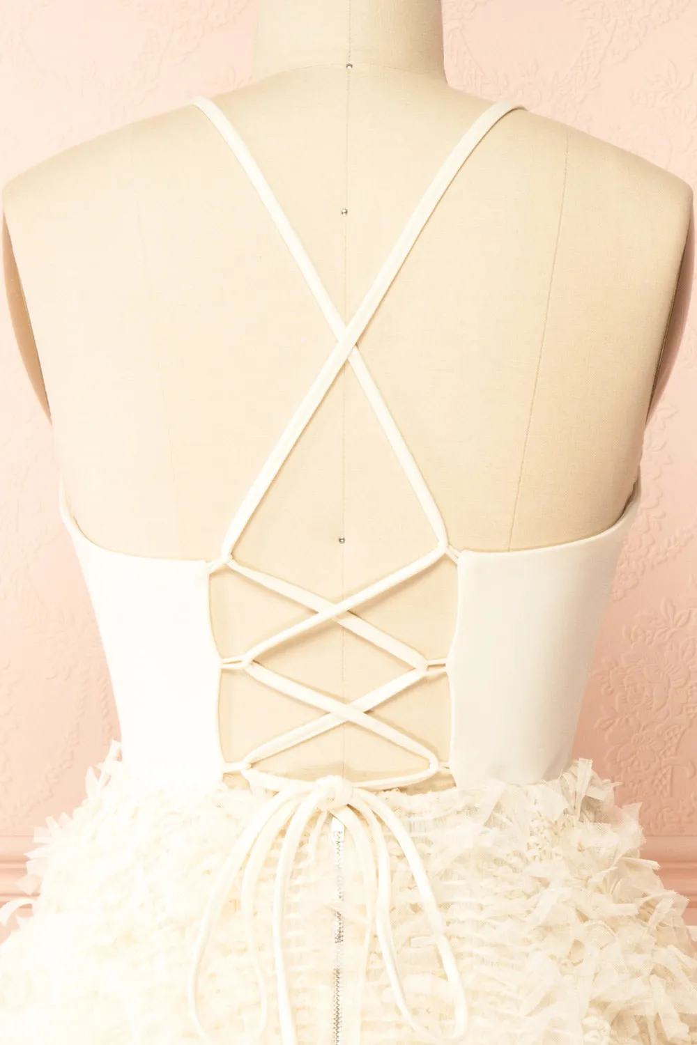 Adonia | Short ivory Dress w/ Open Corset Back