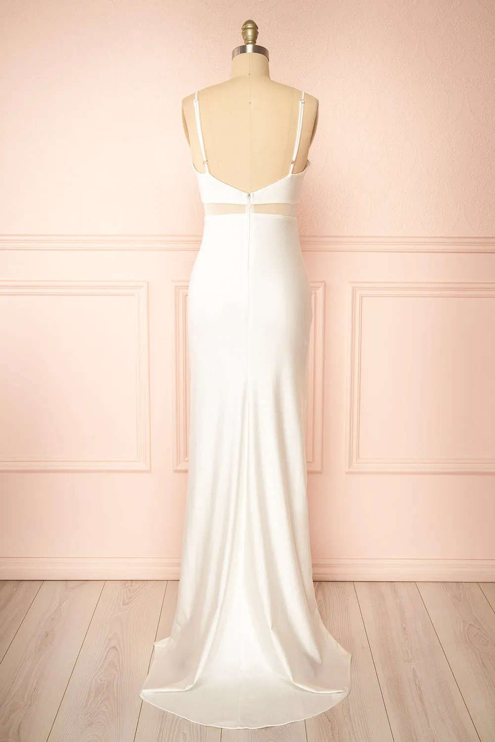 Angelina Ivory | Maxi Dress w/ Mesh Underbust