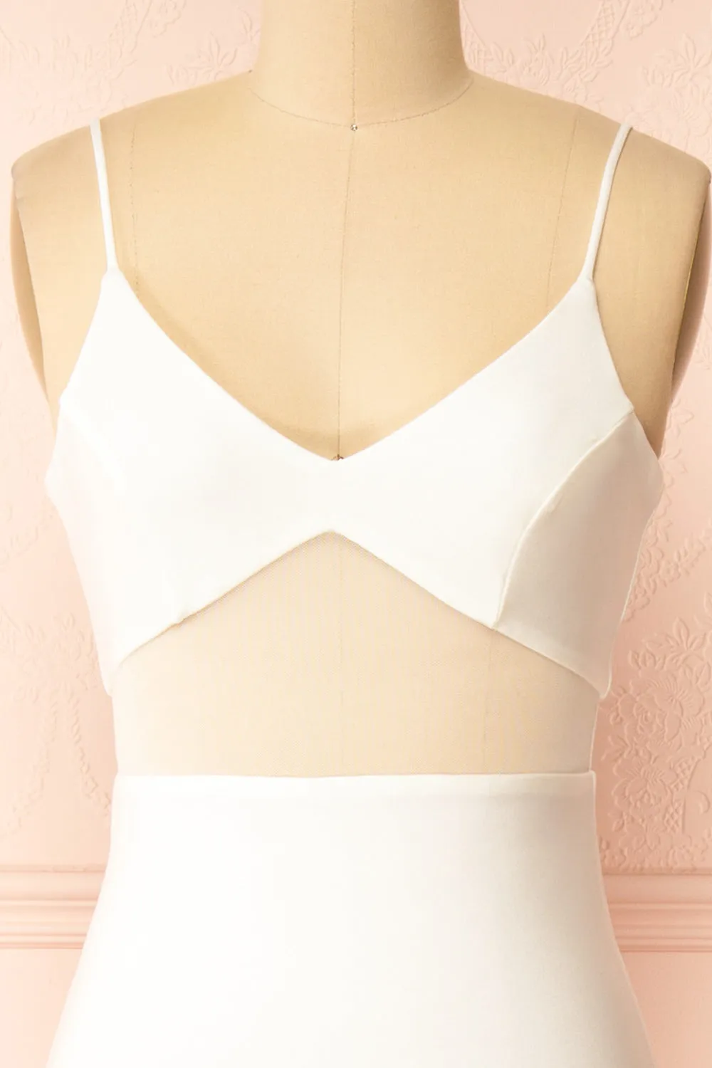 Angelina Ivory | Maxi Dress w/ Mesh Underbust