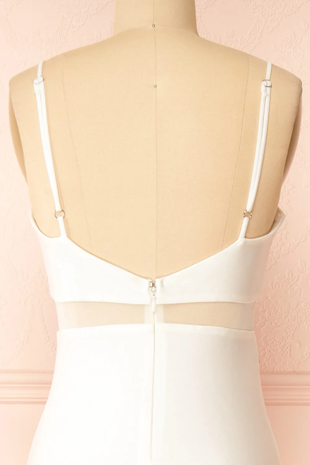 Angelina Ivory | Maxi Dress w/ Mesh Underbust