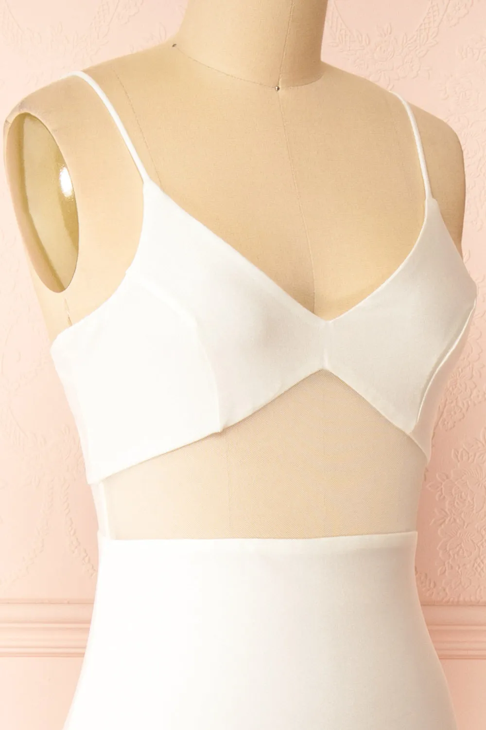 Angelina Ivory | Maxi Dress w/ Mesh Underbust
