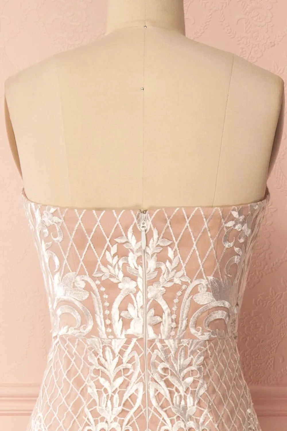 Anglique | Beige Embroidered Dress