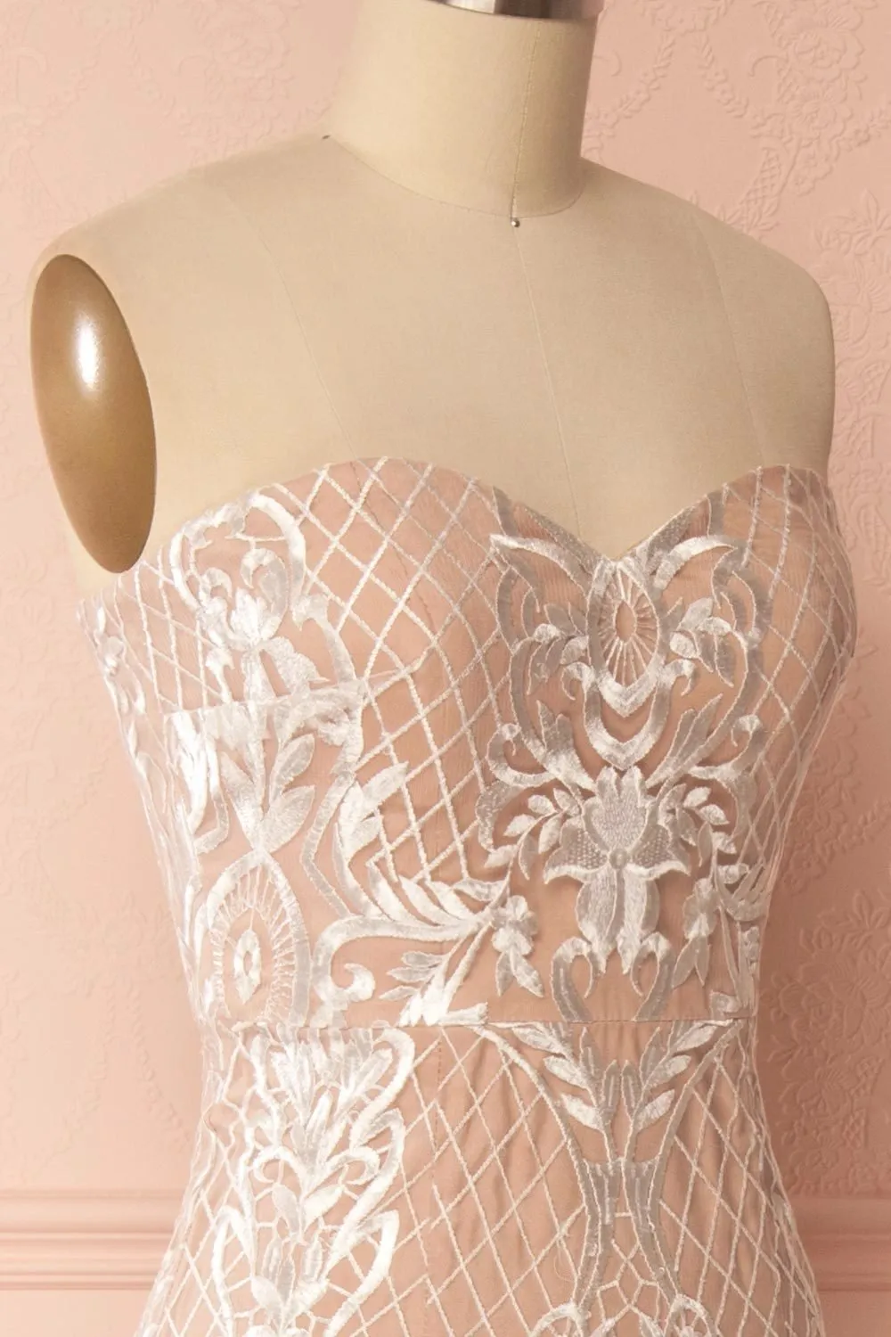 Anglique | Beige Embroidered Dress