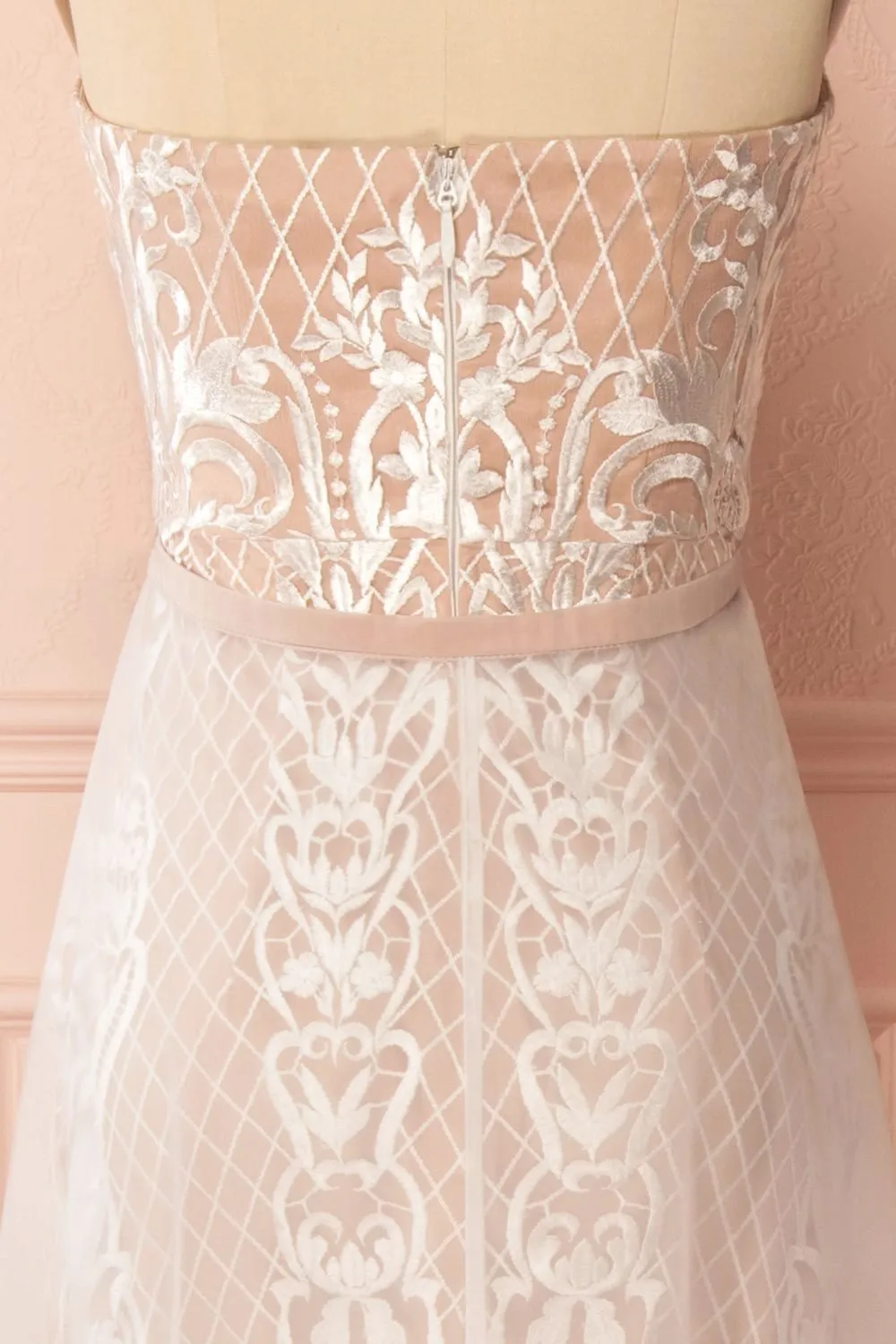 Anglique | Beige Embroidered Dress