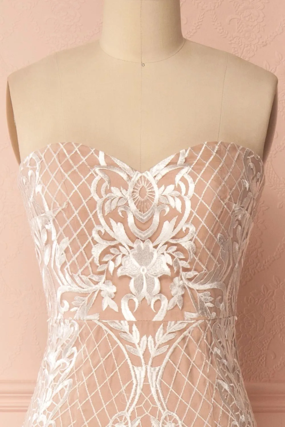 Anglique | Beige Embroidered Dress