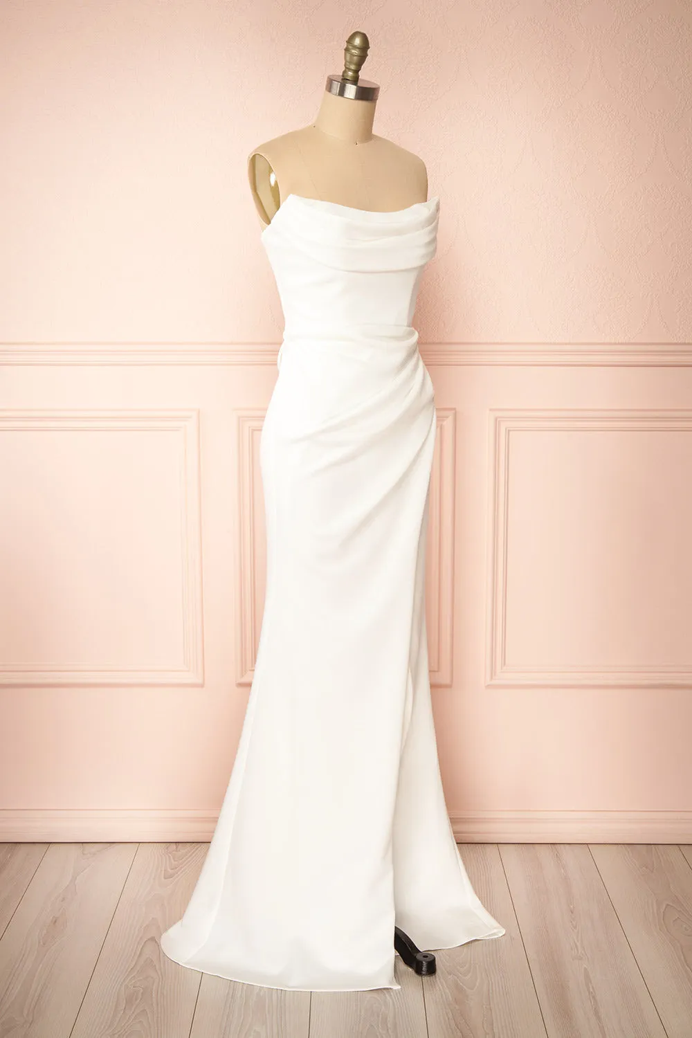 Celesta | White Strapless Gown w/ Removable Straps