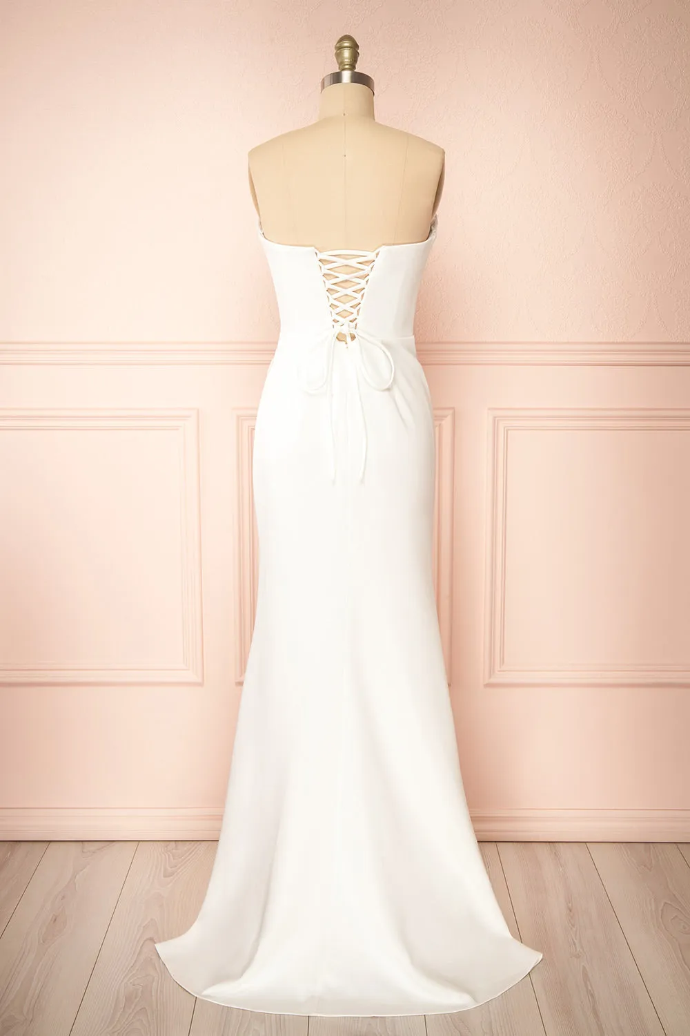 Celesta | White Strapless Gown w/ Removable Straps