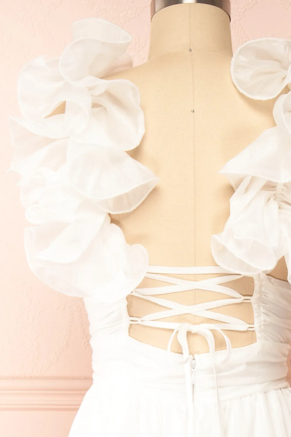 Clemence | Long White Dress w/ Ruffled Straps