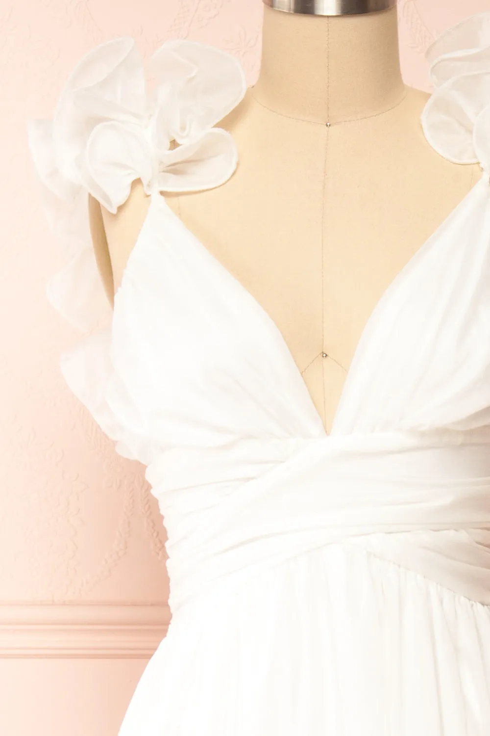 Clemence | Long White Dress w/ Ruffled Straps