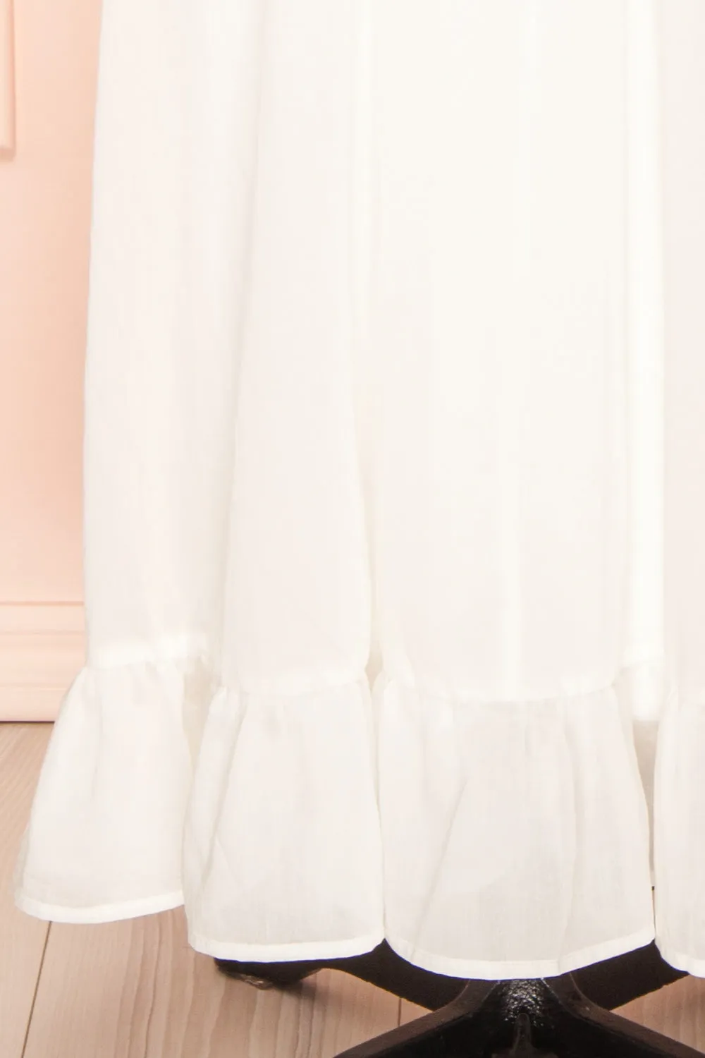 Clemence | Long White Dress w/ Ruffled Straps