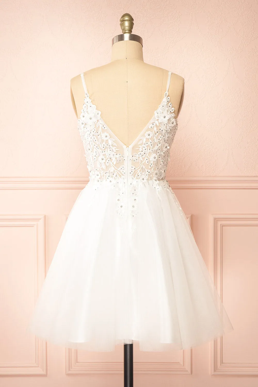 Danna| Short Sparkly White Dress w/ Embroidery