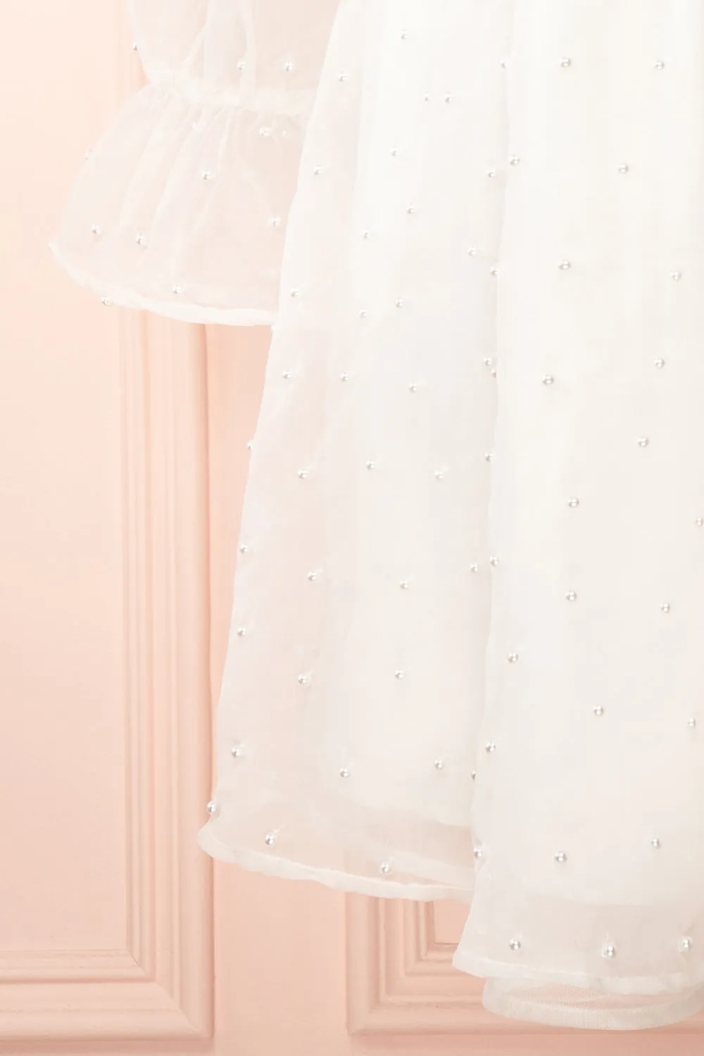 Darlene | Short White A-Line Dress w/ Pearls