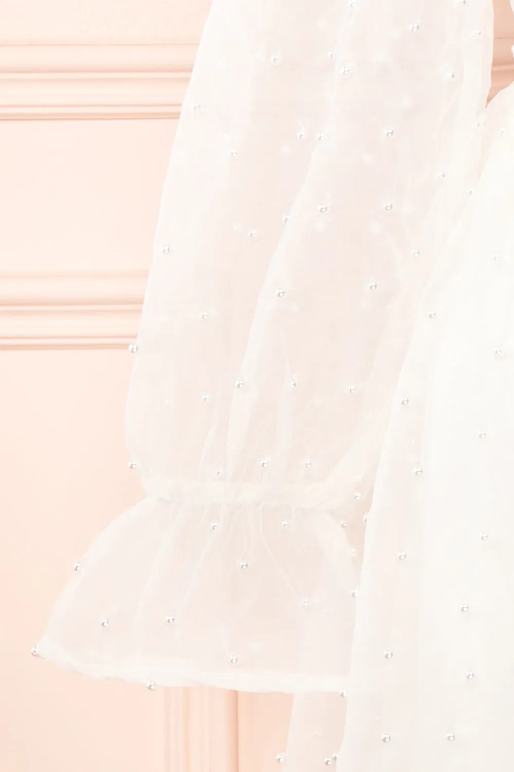 Darlene | Short White A-Line Dress w/ Pearls