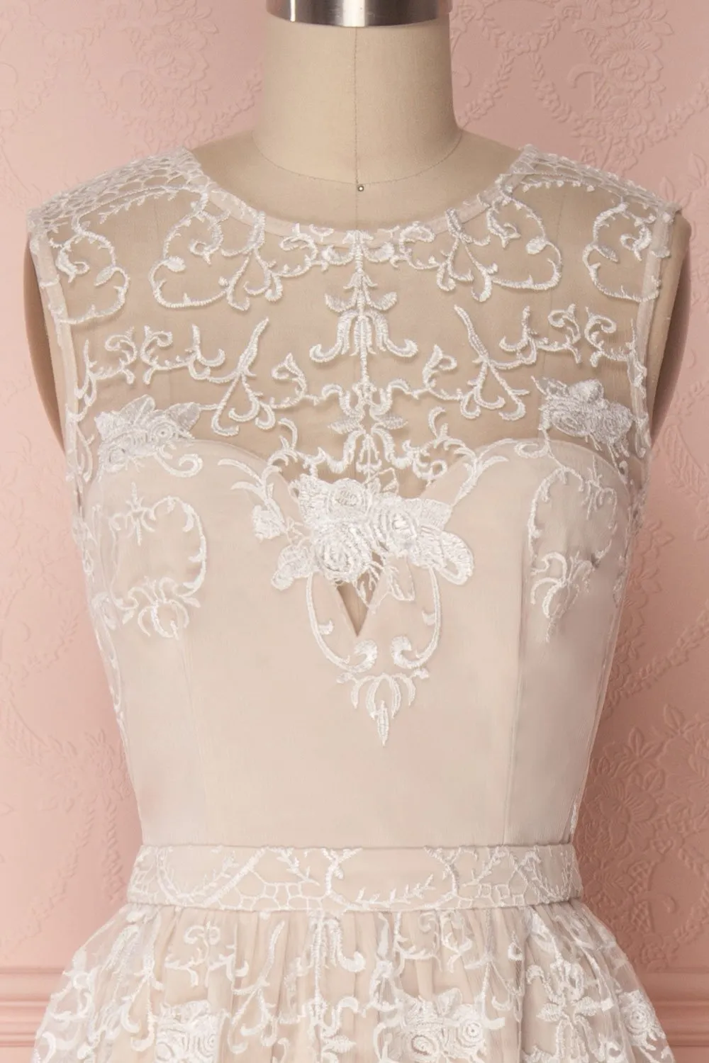 Ermanda | Beige and White Bridal Dress