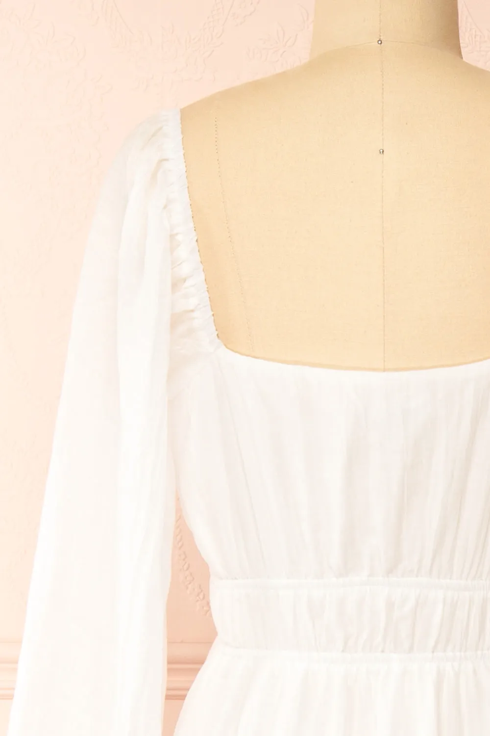 Fallon | White Maxi Dress w/ Long Sleeves