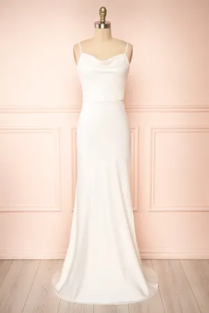 Florence | Ivory Bridal Satin Maxi Dress