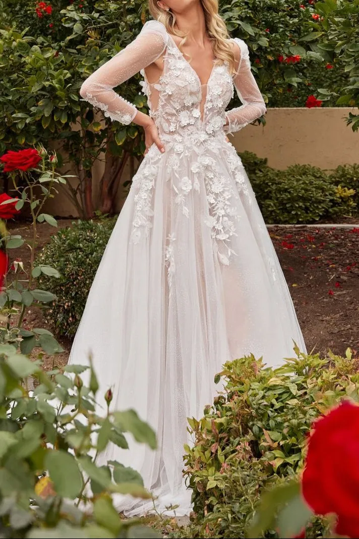 Geneva | A-line Tulle Gown w/ Removable Sleeves