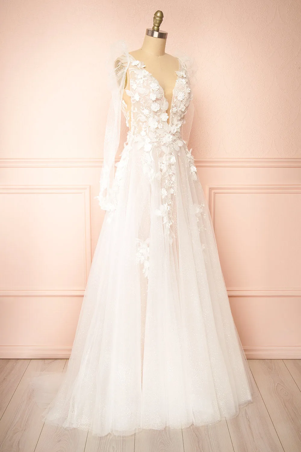 Geneva | A-line Tulle Gown w/ Removable Sleeves