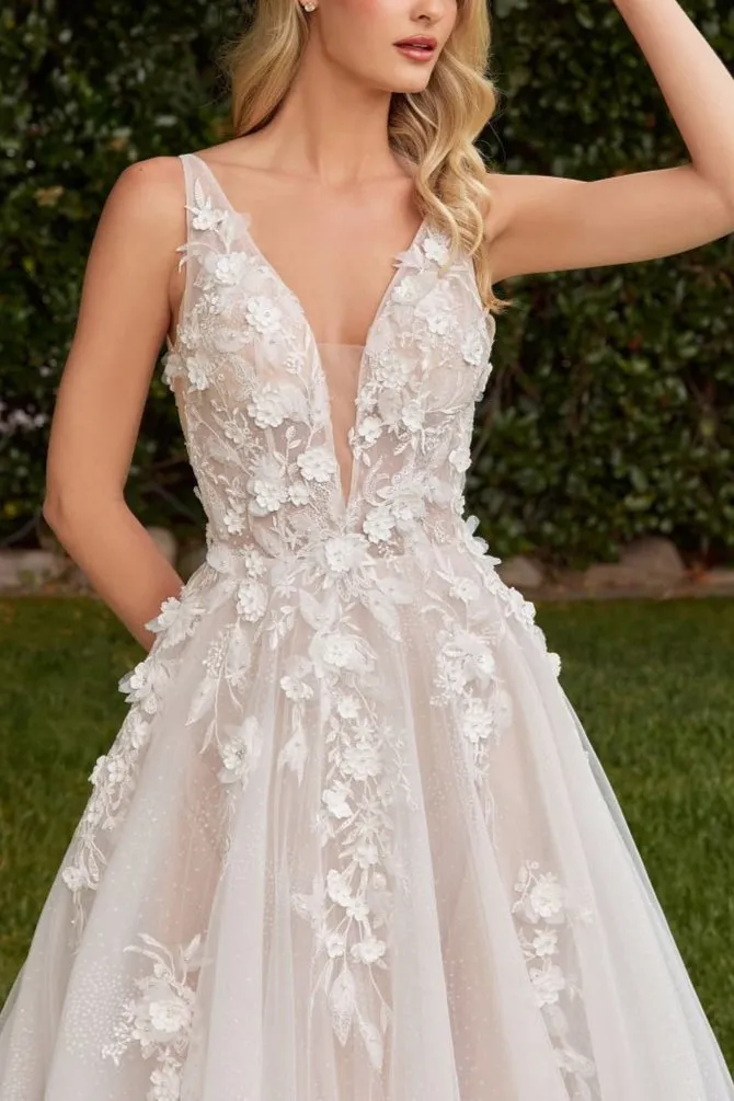 Geneva | A-line Tulle Gown w/ Removable Sleeves