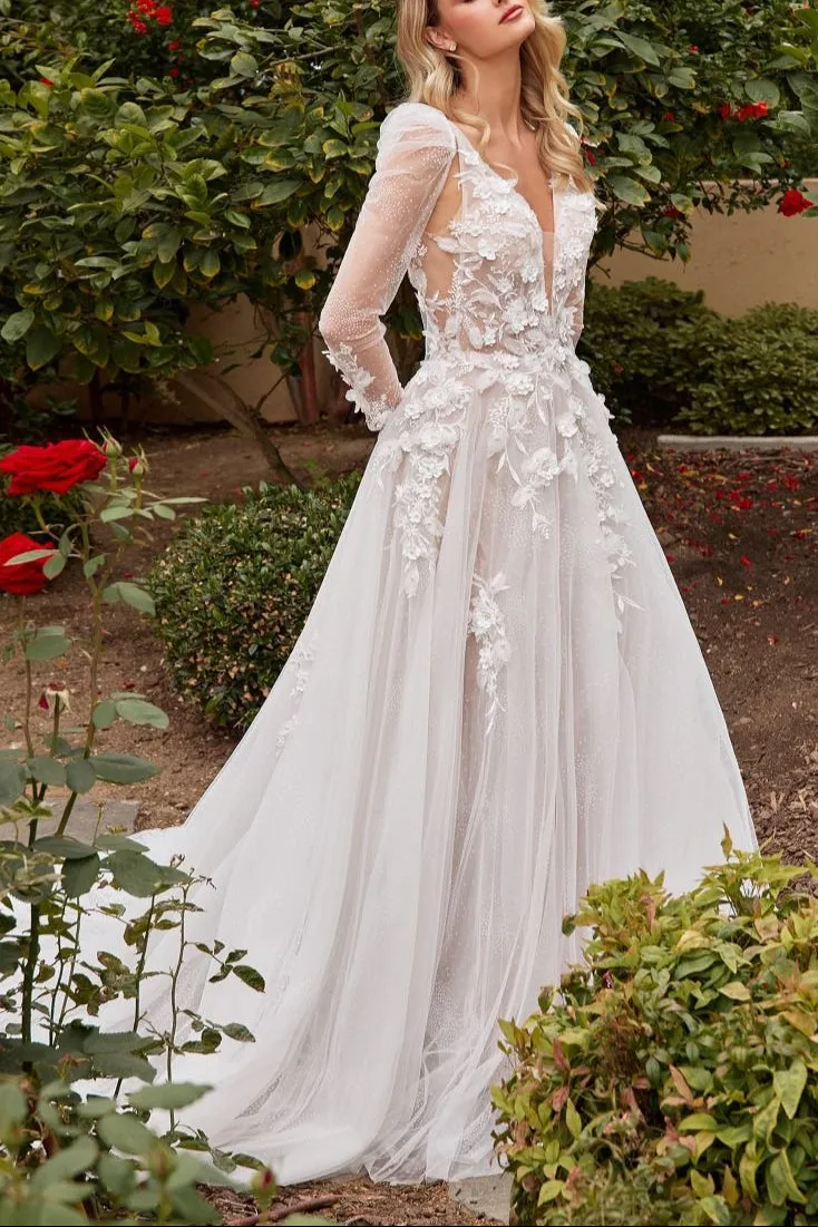 Geneva | A-line Tulle Gown w/ Removable Sleeves