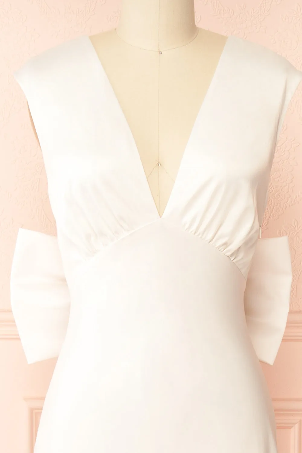 Ivoria | Satin Ivory Maxi Dress w/ Bow