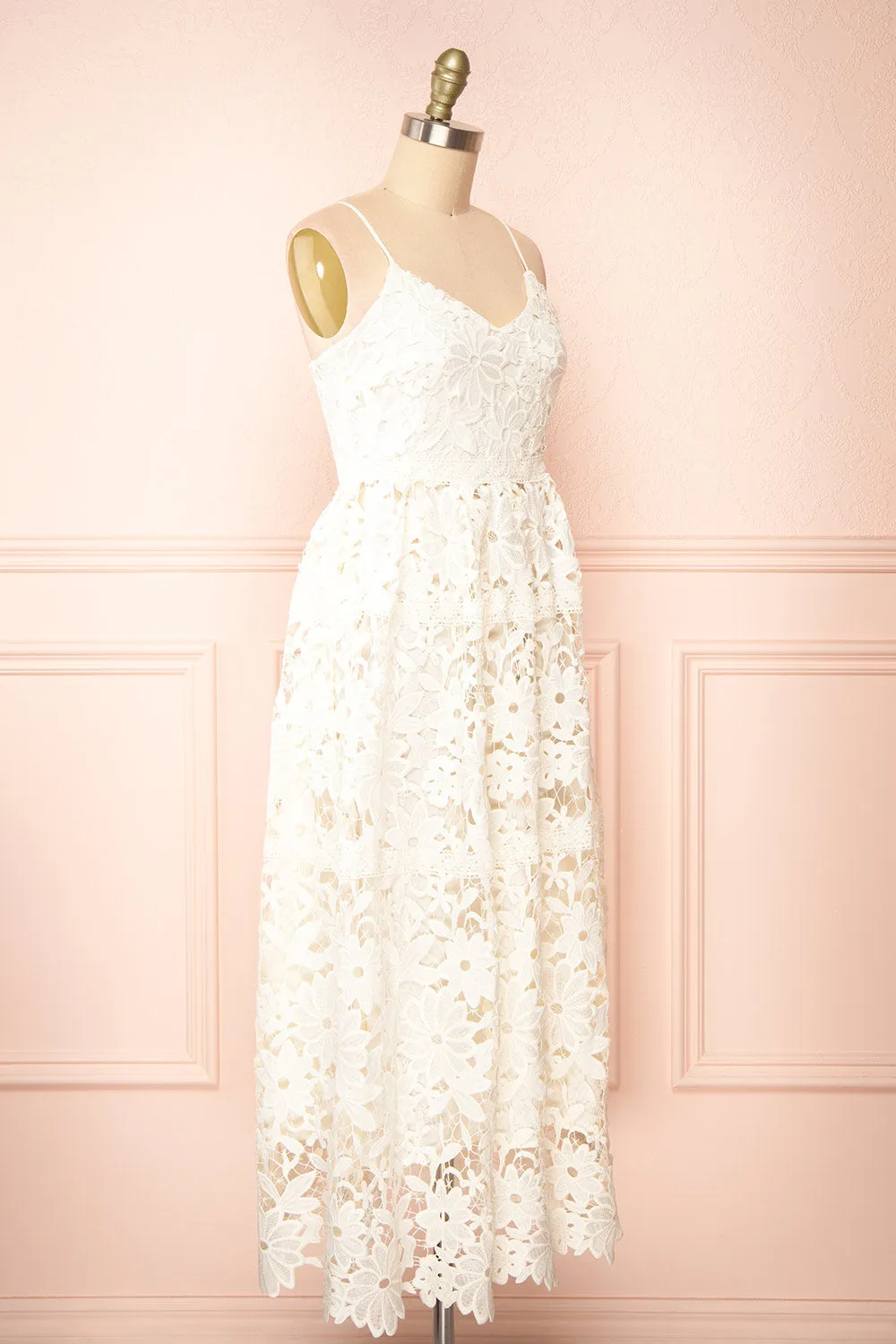 Jacqueline | Embroidered Floral Midi Dress