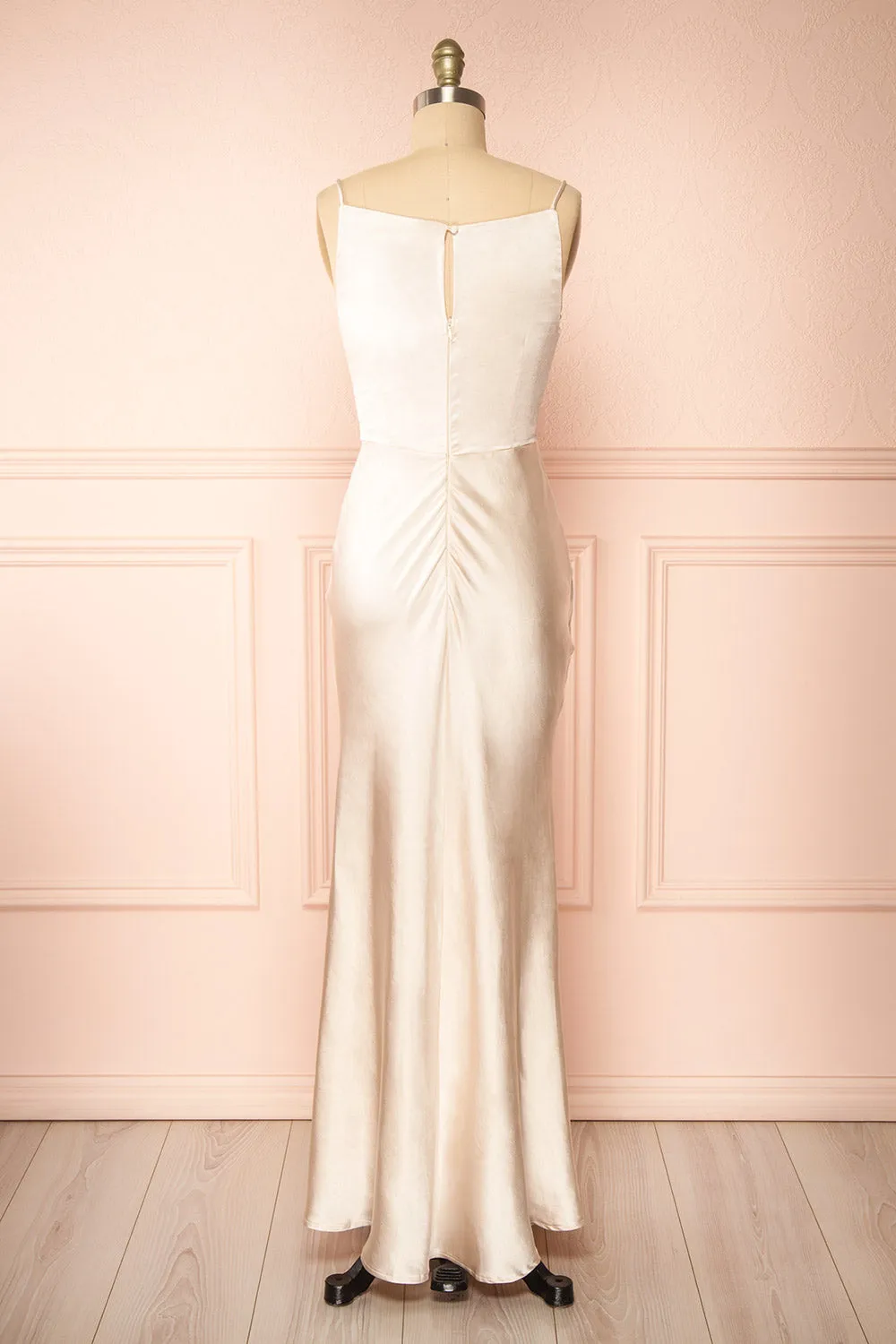 Jazti Champagne | Satin Maxi Dress