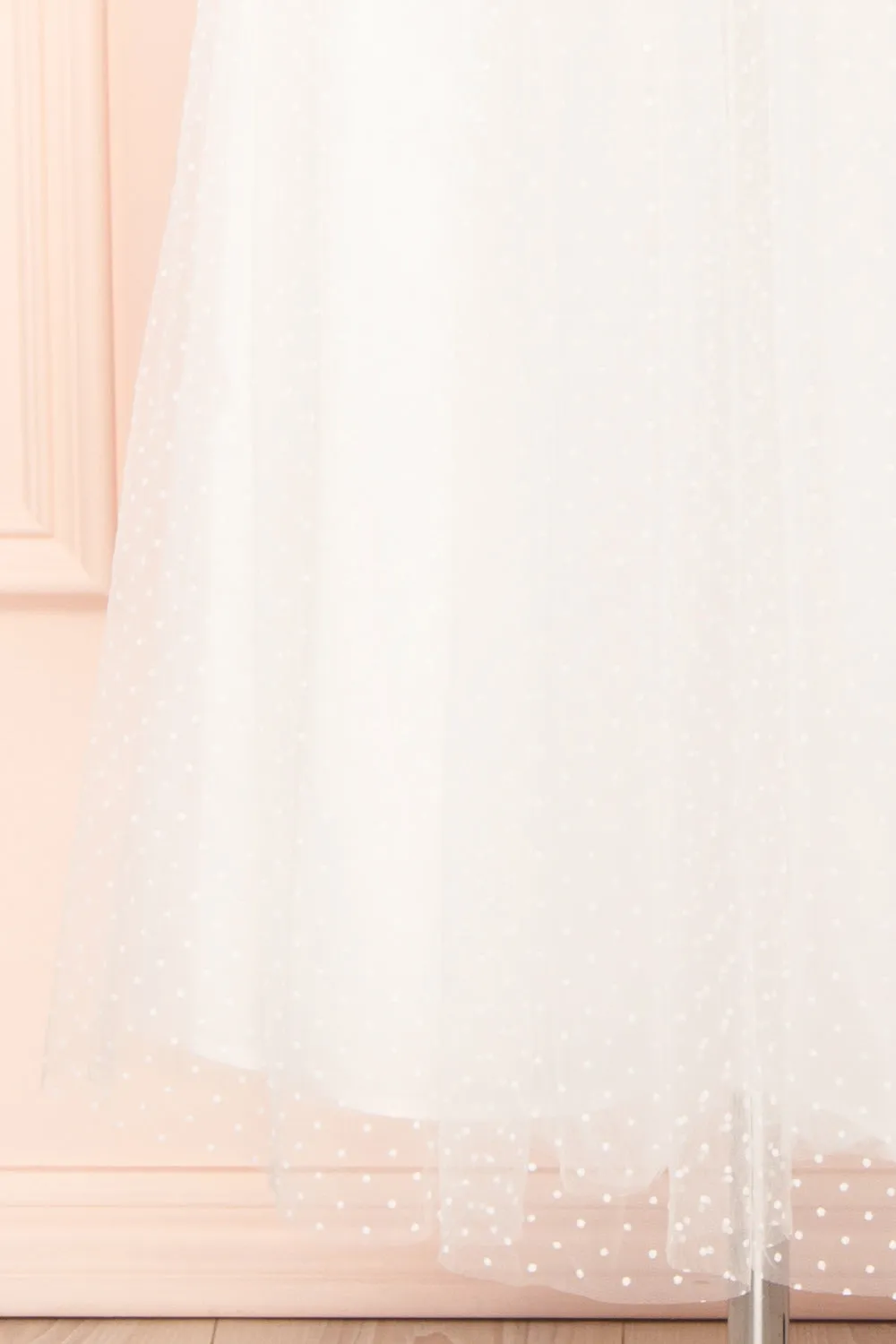 Lalatiana | White Tulle Midi Dress w/ Polka Dots