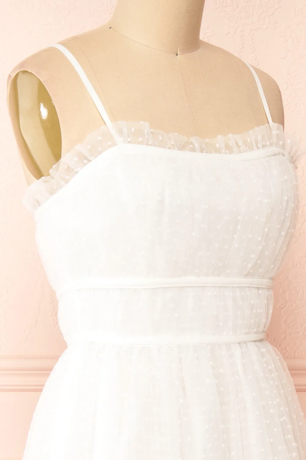Lalatiana | White Tulle Midi Dress w/ Polka Dots