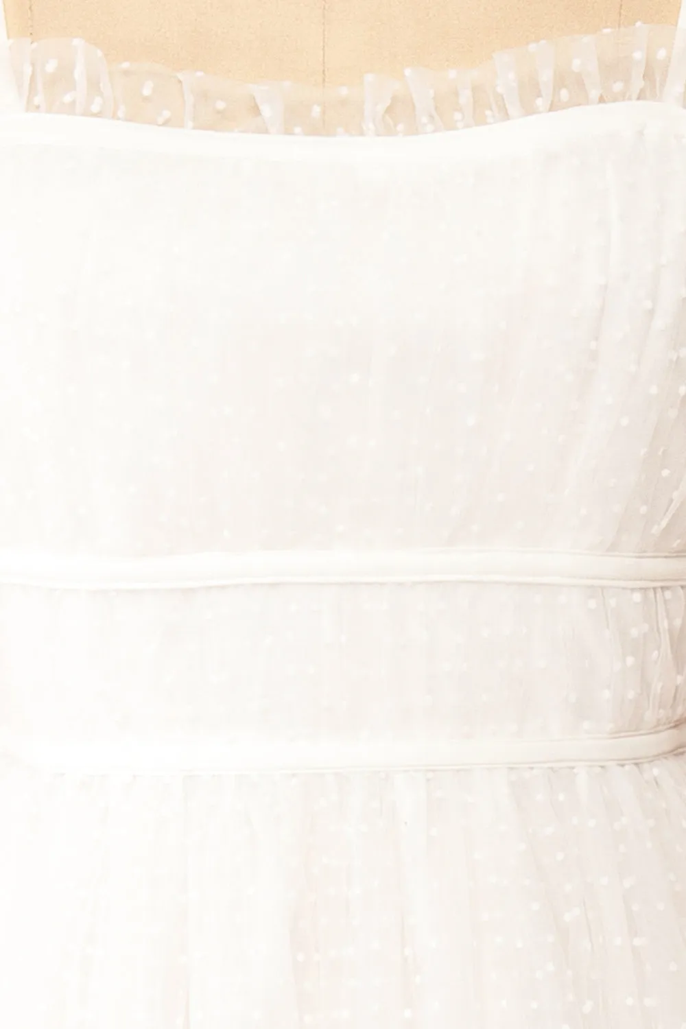 Lalatiana | White Tulle Midi Dress w/ Polka Dots