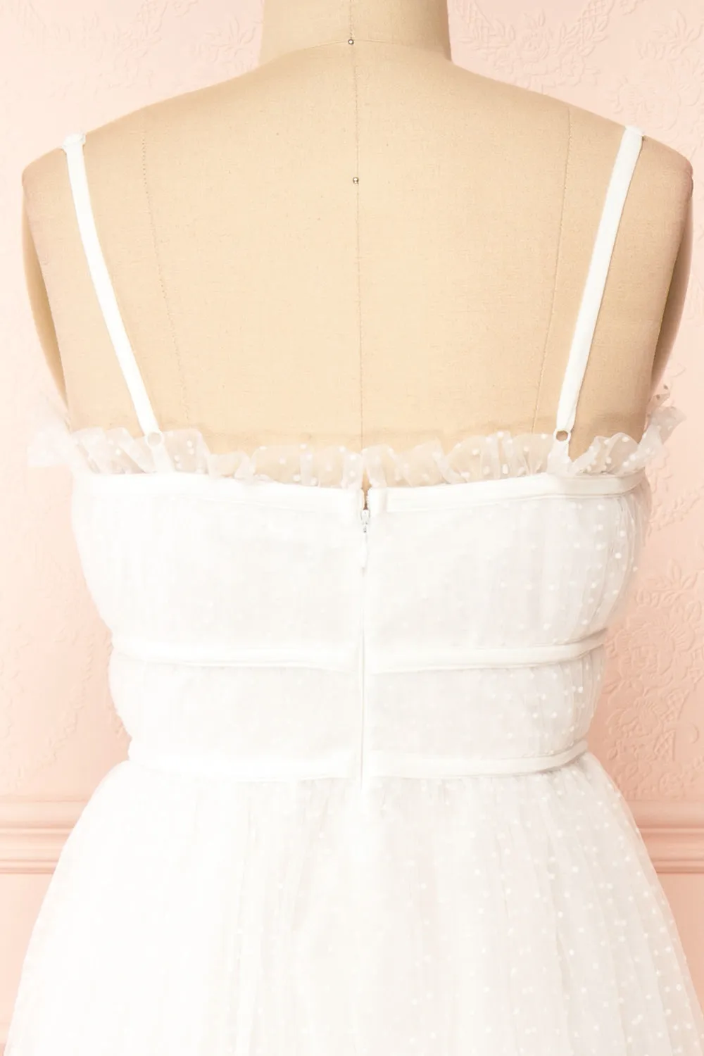 Lalatiana | White Tulle Midi Dress w/ Polka Dots
