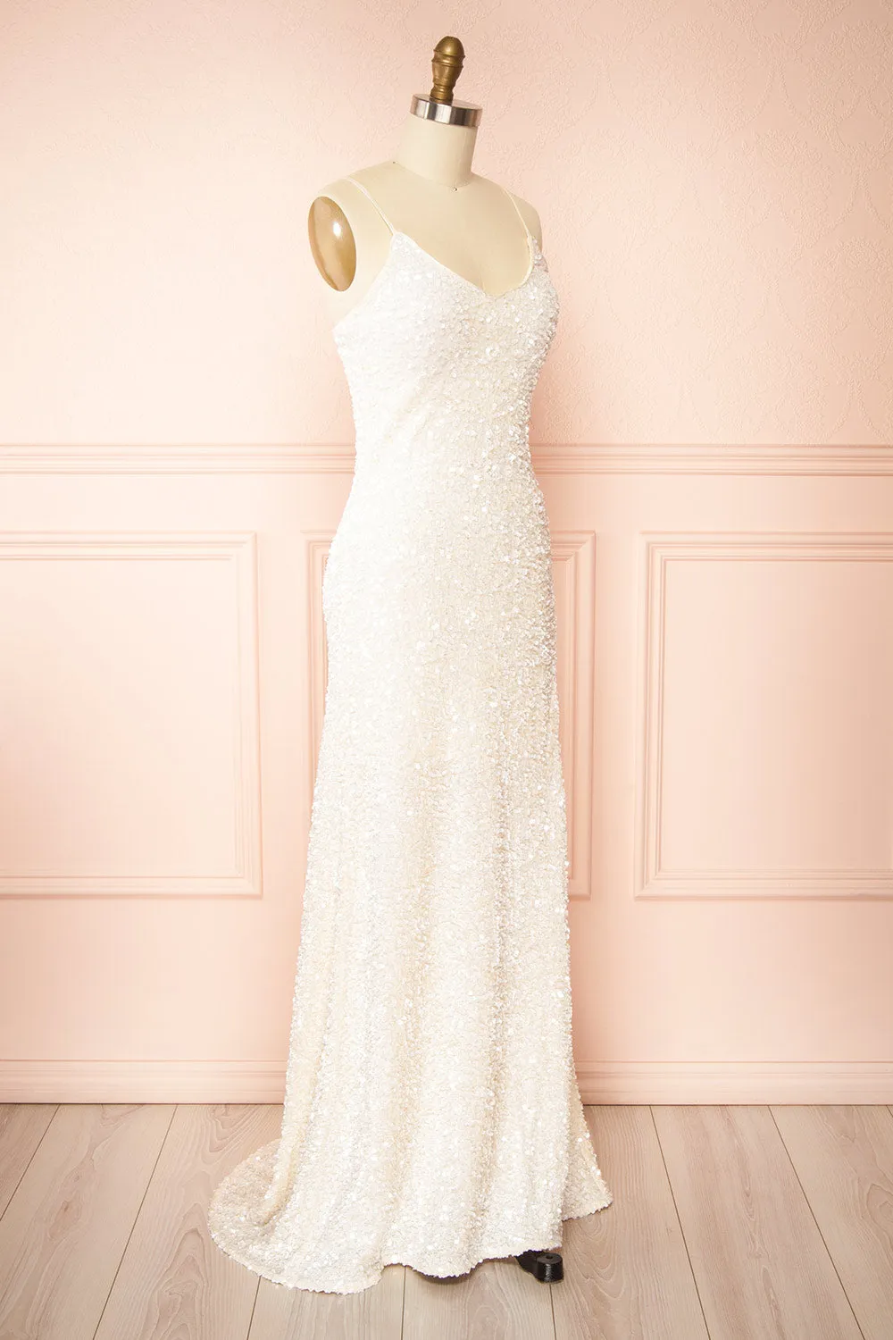 Lhodia | Ivory Sequin Maxi Dress w/ Slit
