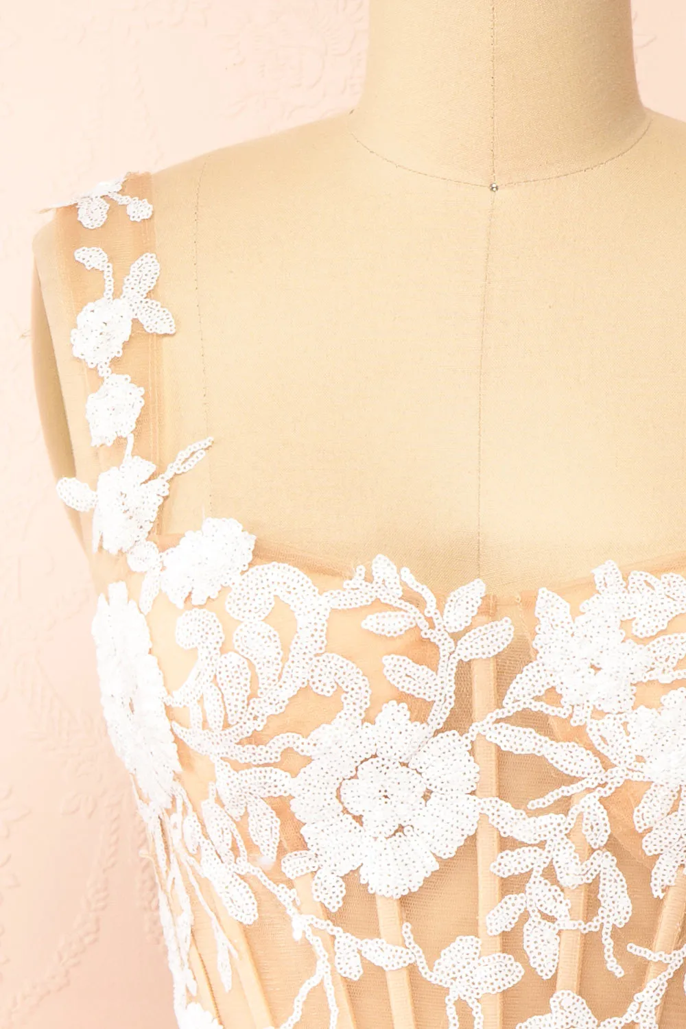 Melvina | Short A-Line Dress w/ Sequin Flowers