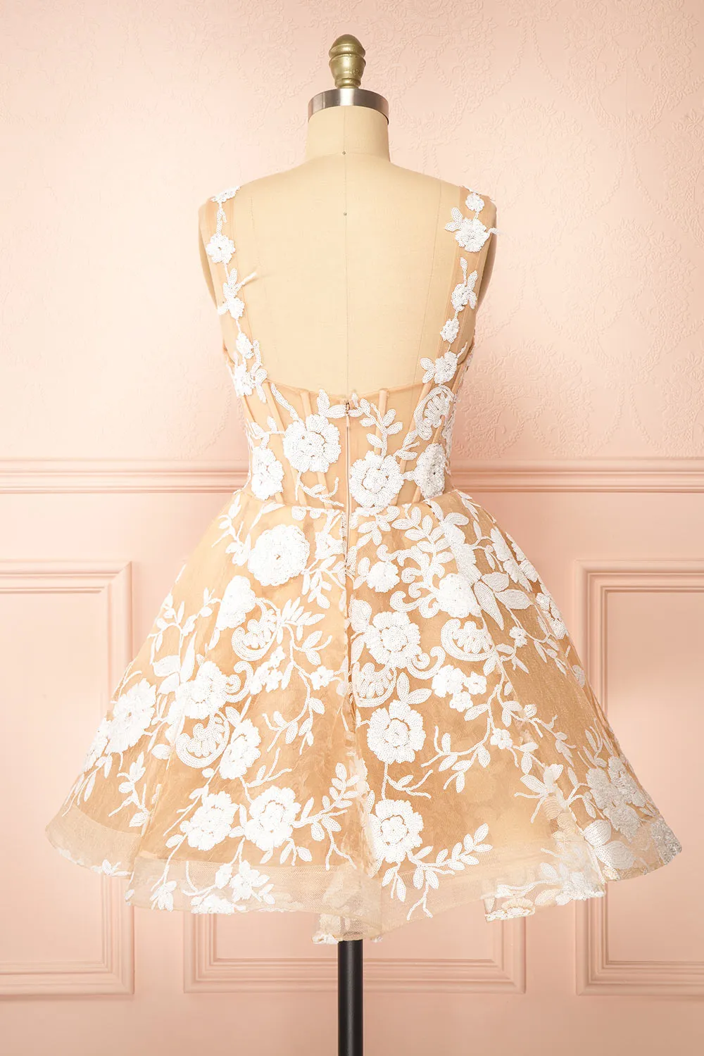 Melvina | Short A-Line Dress w/ Sequin Flowers