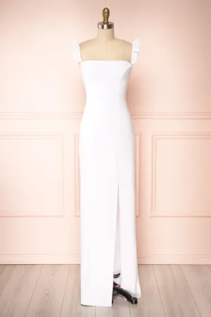 Mia White |Maxi Dress w/ Ruffled Straps