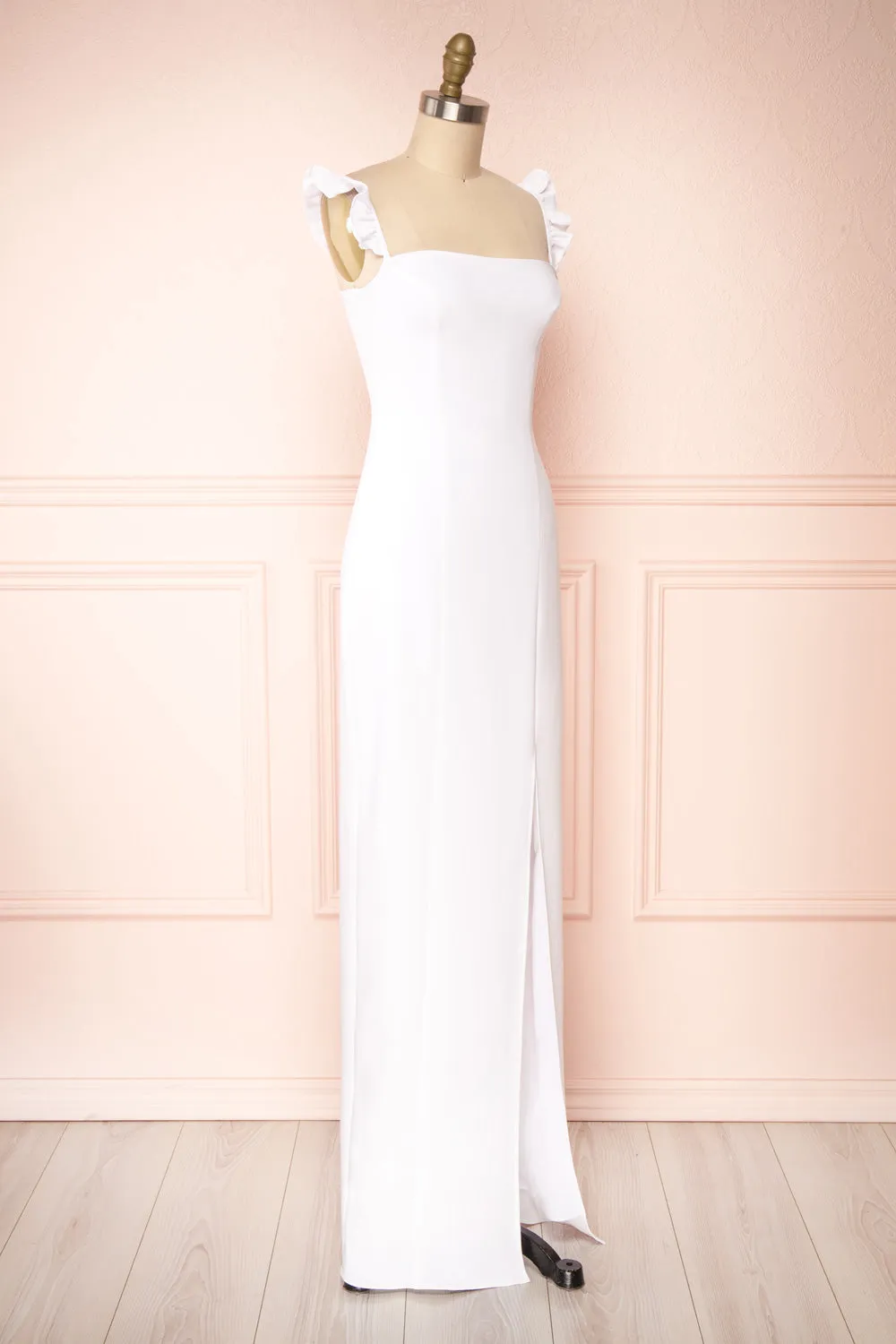 Mia White |Maxi Dress w/ Ruffled Straps