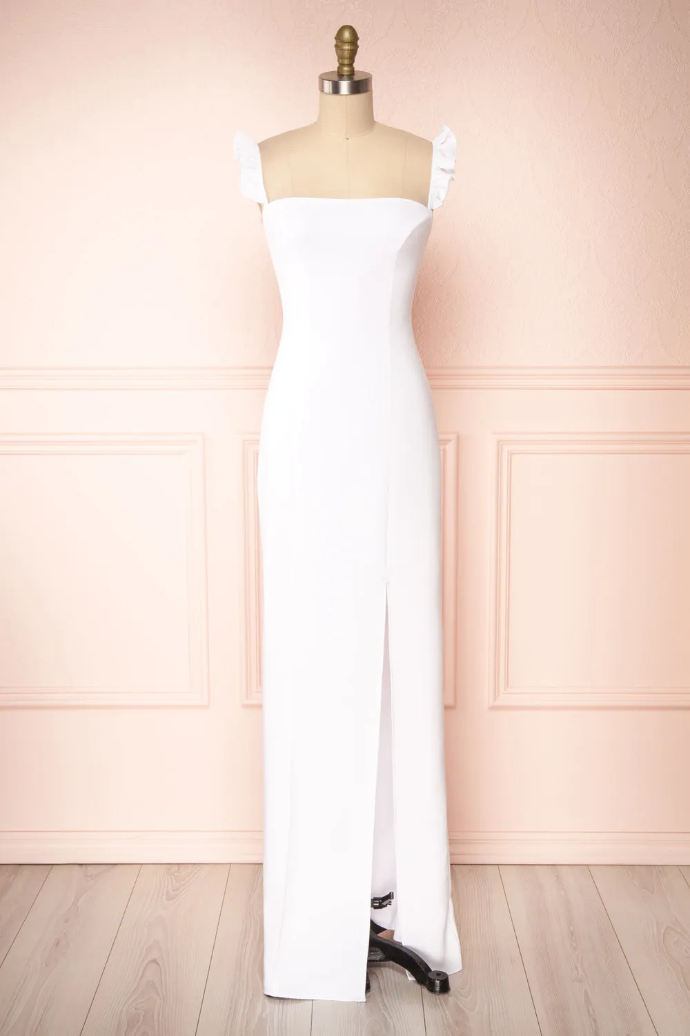 Mia White |Maxi Dress w/ Ruffled Straps