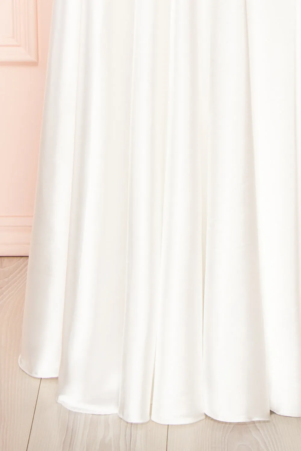 Moira Ivory | Bridal Cowl Neck Satin Gown w/ High Slit