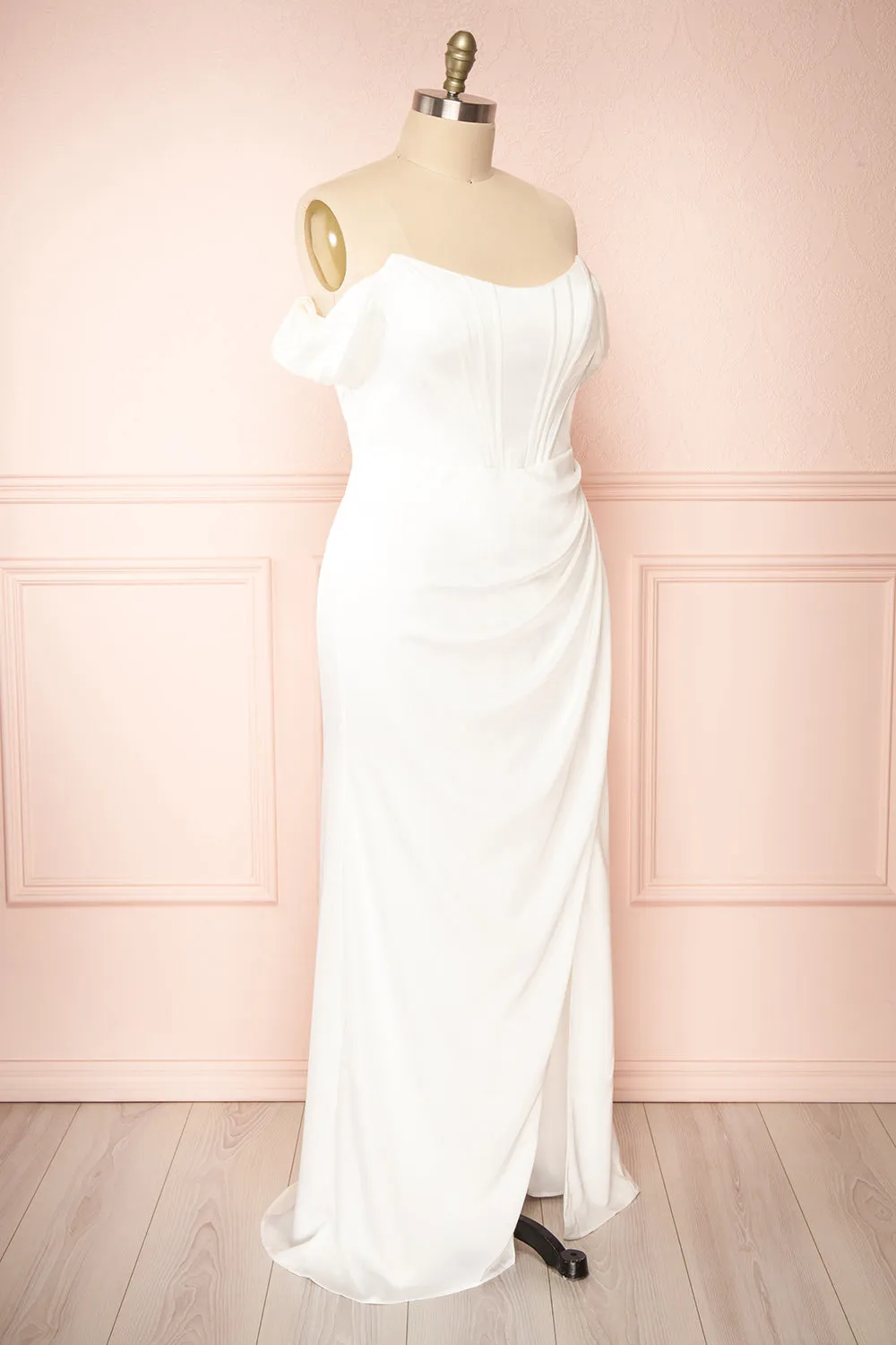 Namie Ivory | Corset Maxi Dress w/ Removable Straps