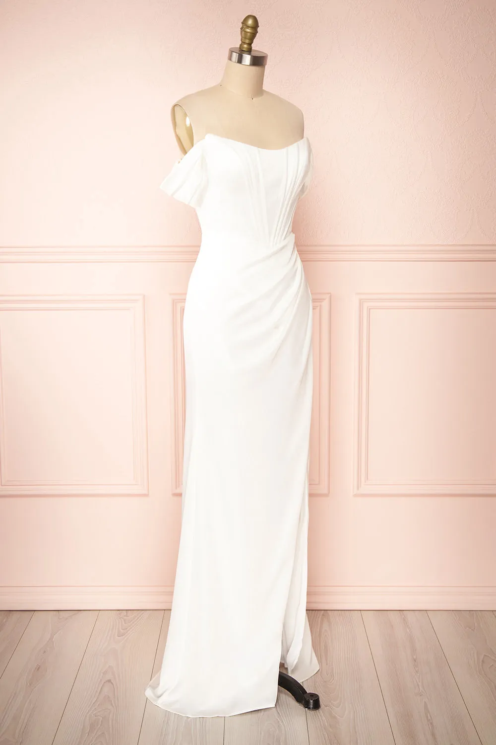 Namie Ivory | Corset Maxi Dress w/ Removable Straps