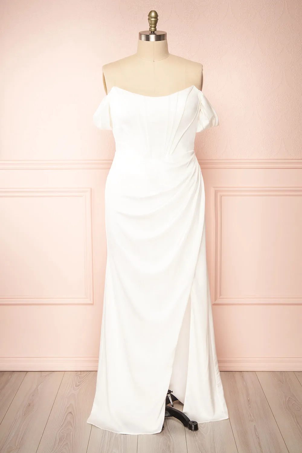 Namie Ivory | Corset Maxi Dress w/ Removable Straps
