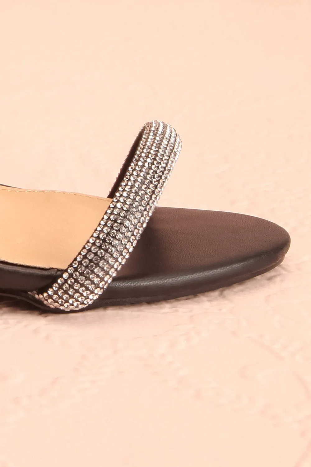 Odessa Black | Sparkly Heeled Sandals