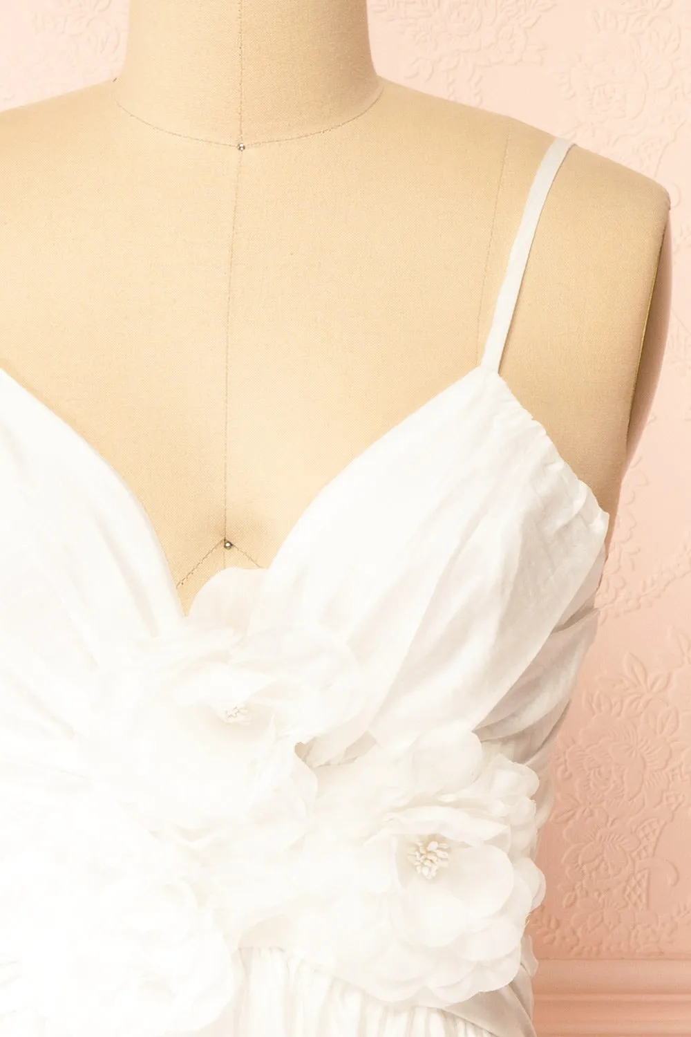 Pattiesun | Short White Dress w/ Flower Appliqus