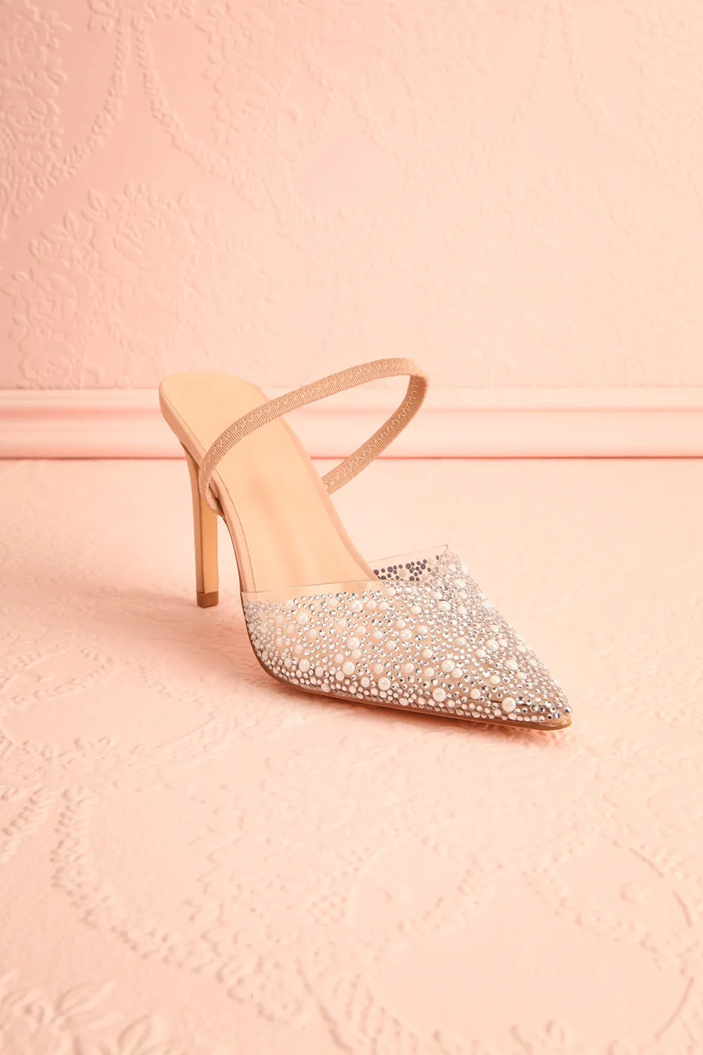 Perlia | Pointed Toe Heels w/ Crystals