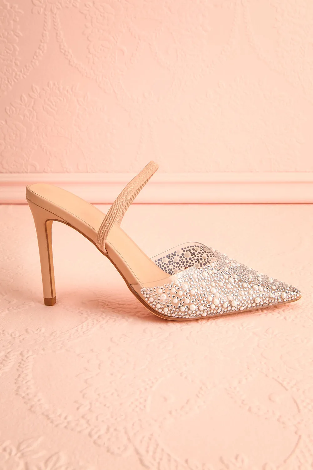 Perlia | Pointed Toe Heels w/ Crystals