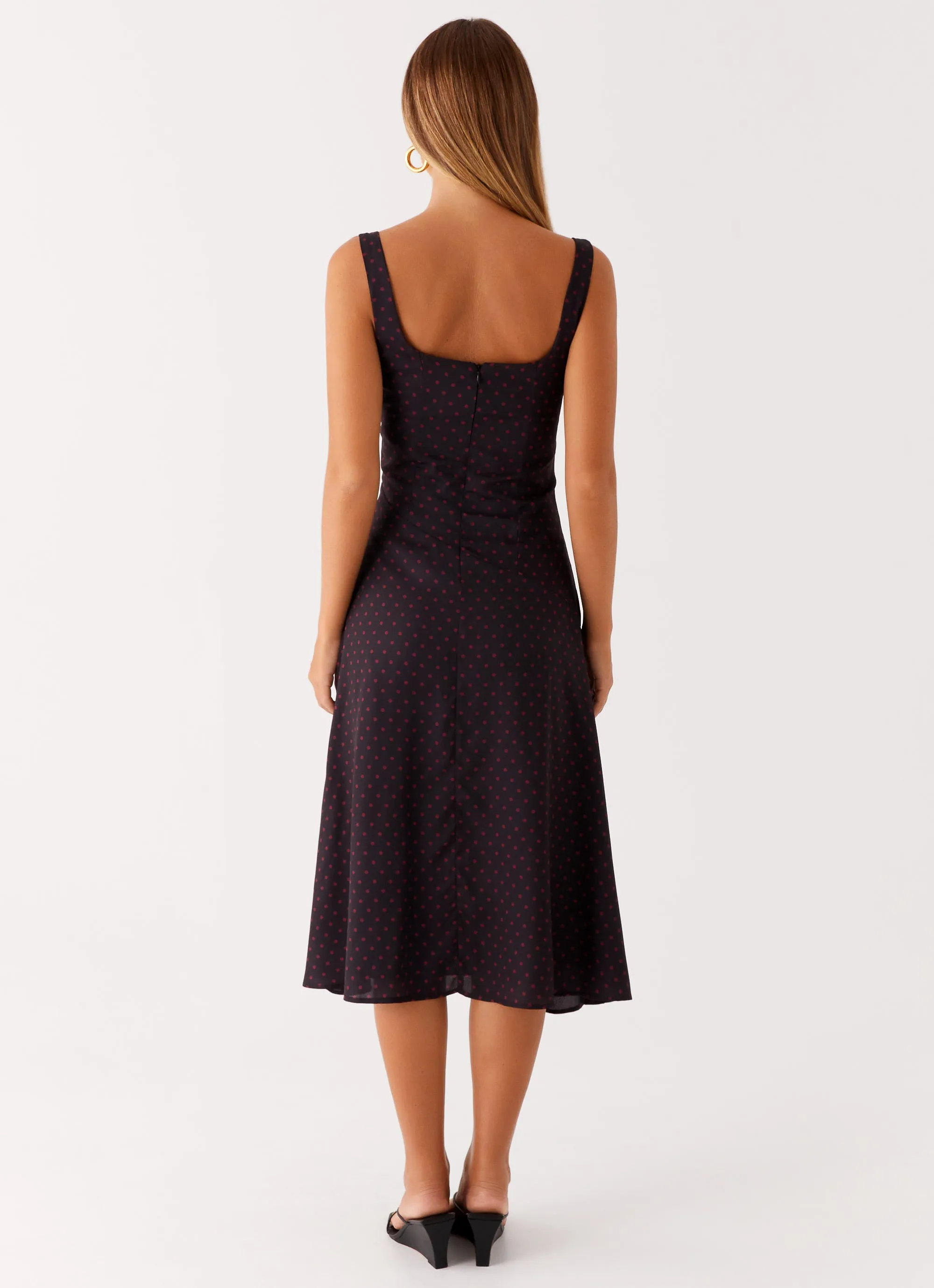 Rowyn Midi Dress - Black Polka Dot