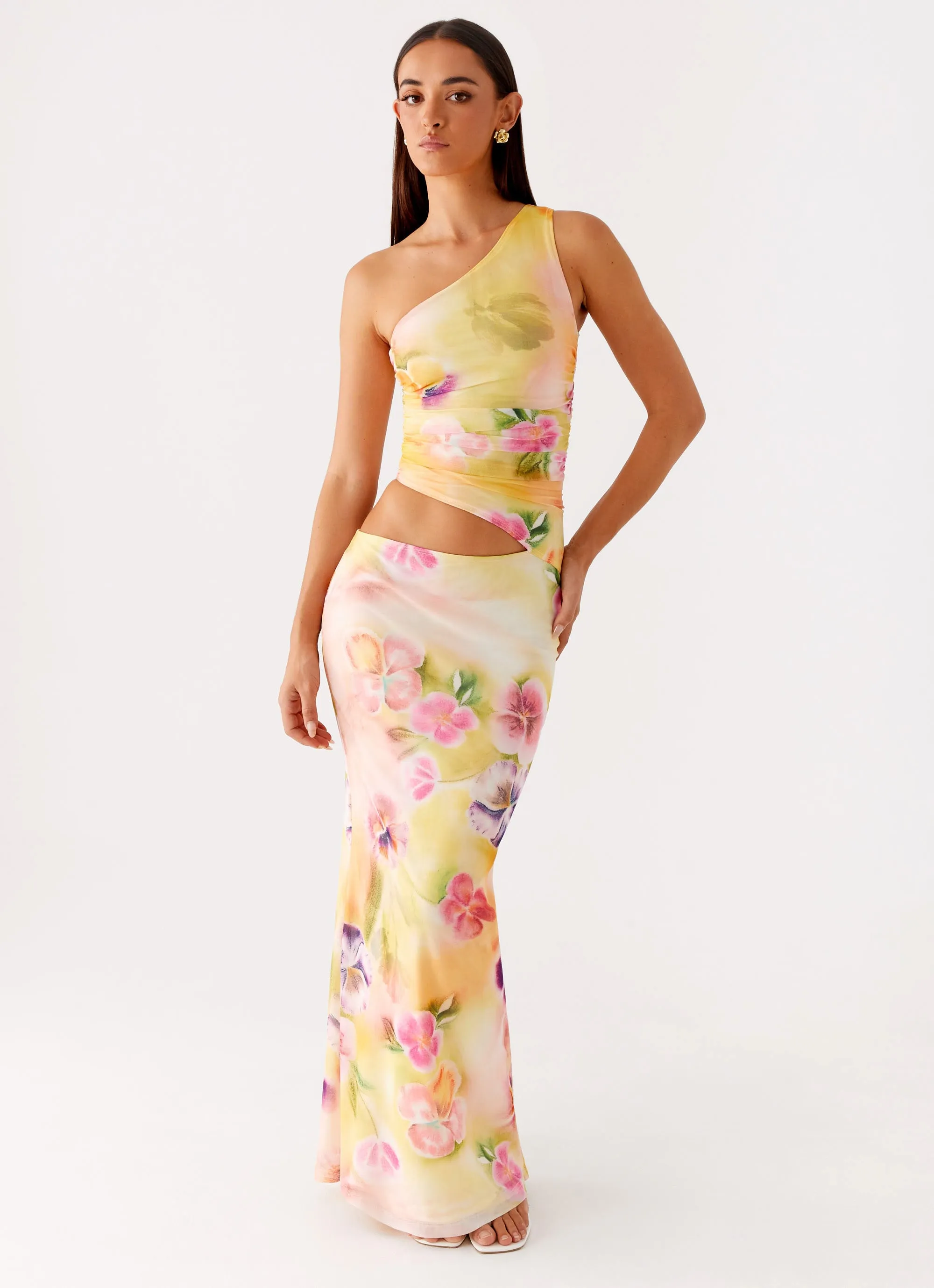 Seranella One Shoulder Maxi Dress - Sunburst Floral