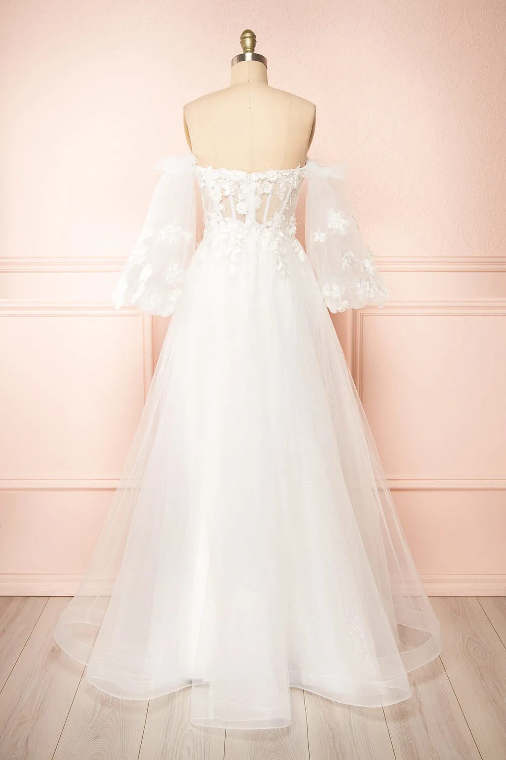 Seyori | Ivory Floral Maxi Gown w/ Detachable Sleeves